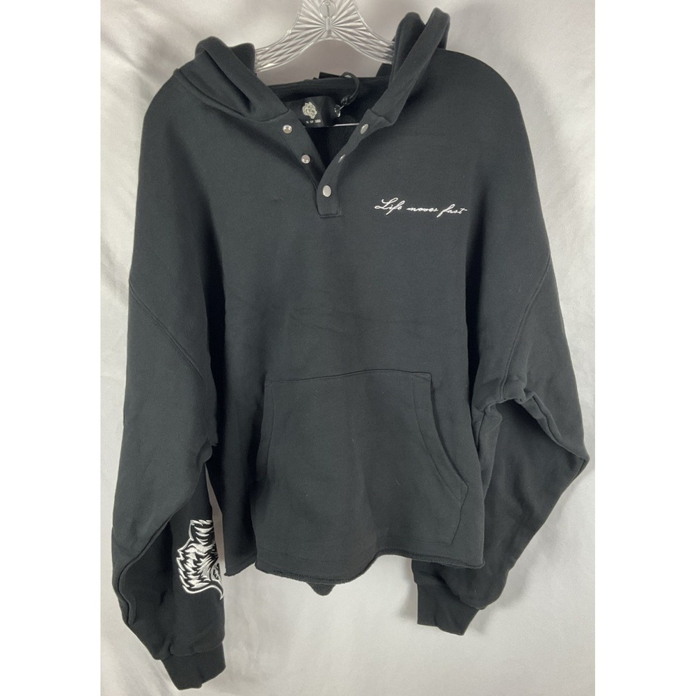 Darc Sport Mens Black XL Fast Snap Life Moves Fast Hoodie #31/1000 Wolf Logo